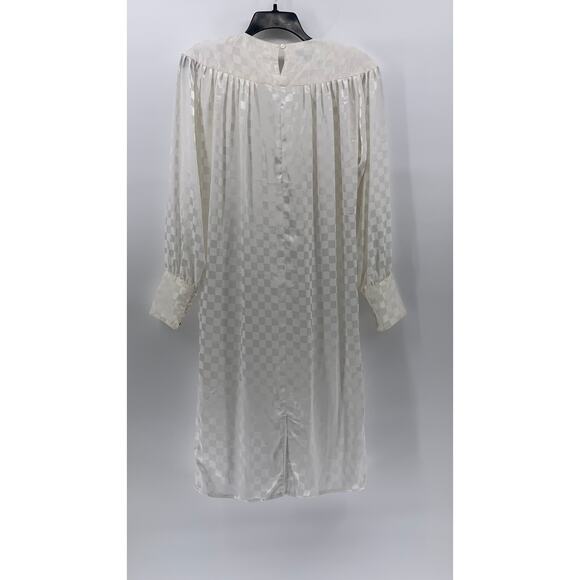 PURE ARGENTI Women's Vintage White Checkered Long Sleeve Midi Dress SZ 8 - Picture 2 of 11
